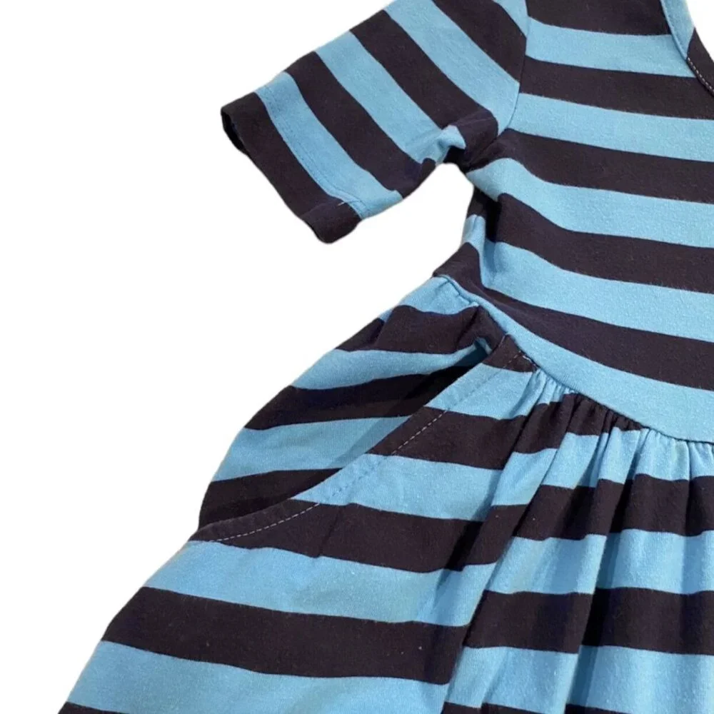 Hanna Andersson Sz 90 (3) Blue & Navy Striped Twirl Dress